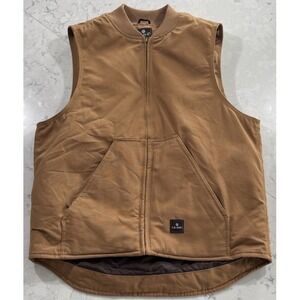 CW Hart Work Vest Mens Large Brown Duck Canvas Full Zip Quilted Lined Workwear